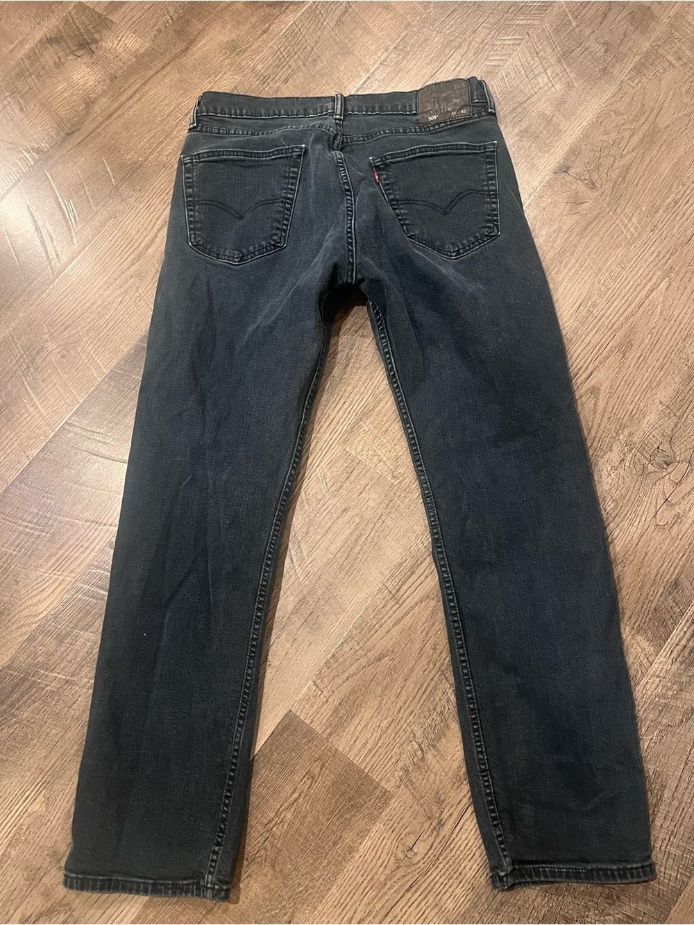 Levi's Men's 505 Straight Black Jeans - Dark Indigo Tone 36x32 - Picture 4 of 4